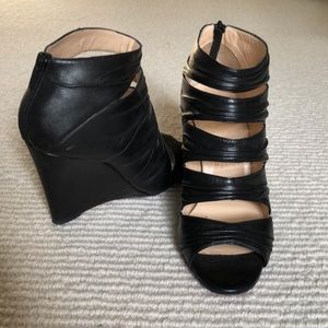 Leather Louboutin wedges